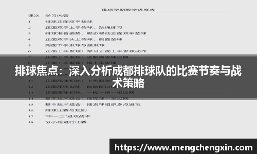 排球焦点：深入分析成都排球队的比赛节奏与战术策略